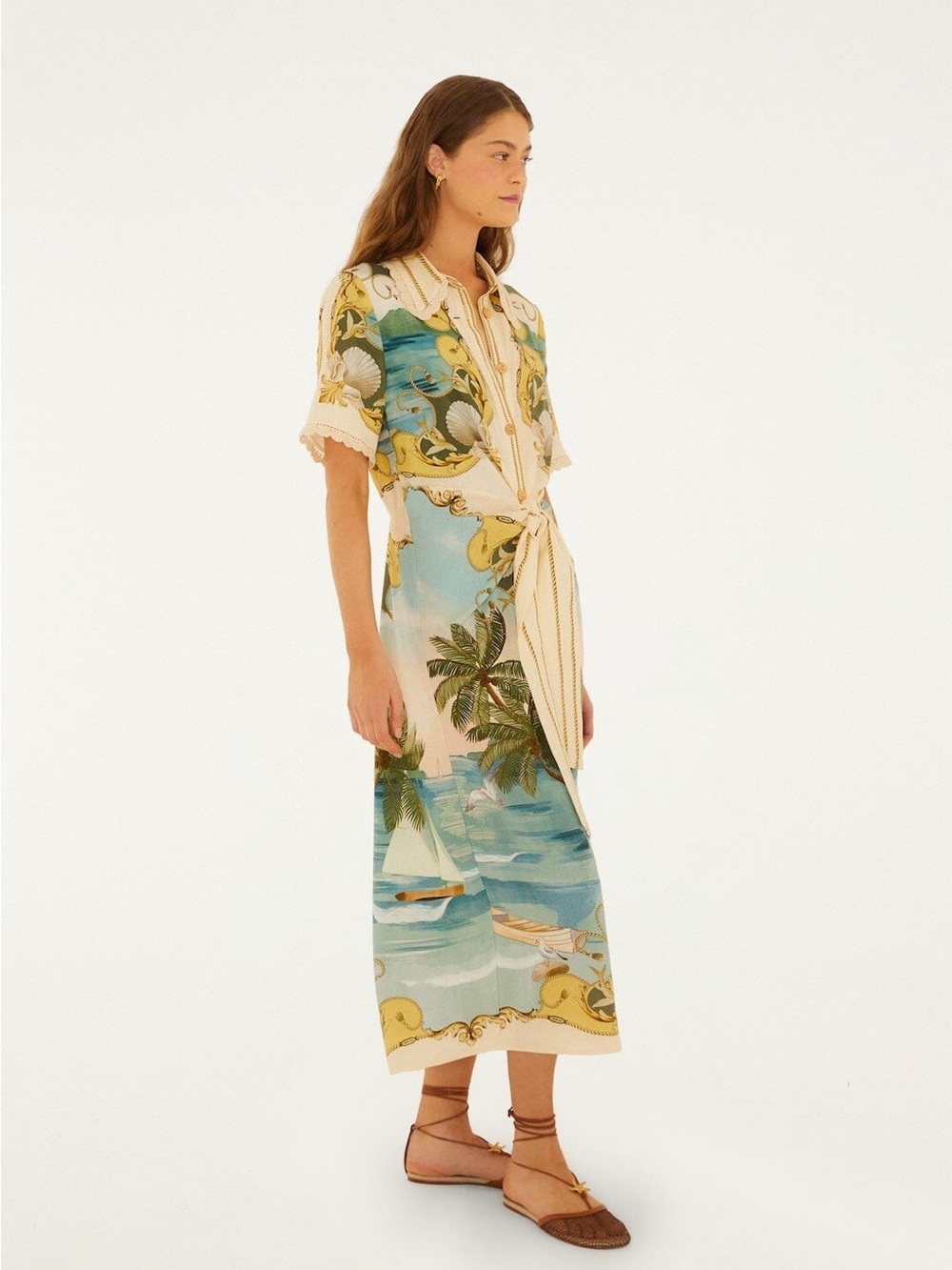 Farm Rio: Off-White Royal Sea Collared Midi
Dress - Picture 2 of 13